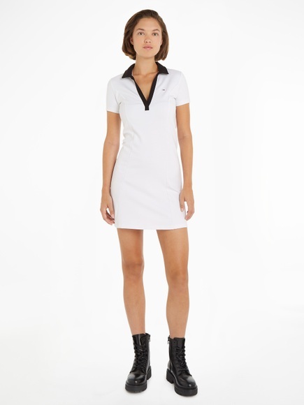 Tommy Jeans Blusenkleid »TJW CONTRAST VPOLO FIT&FLARE EXT«, mit Tommy Jeans Flagge