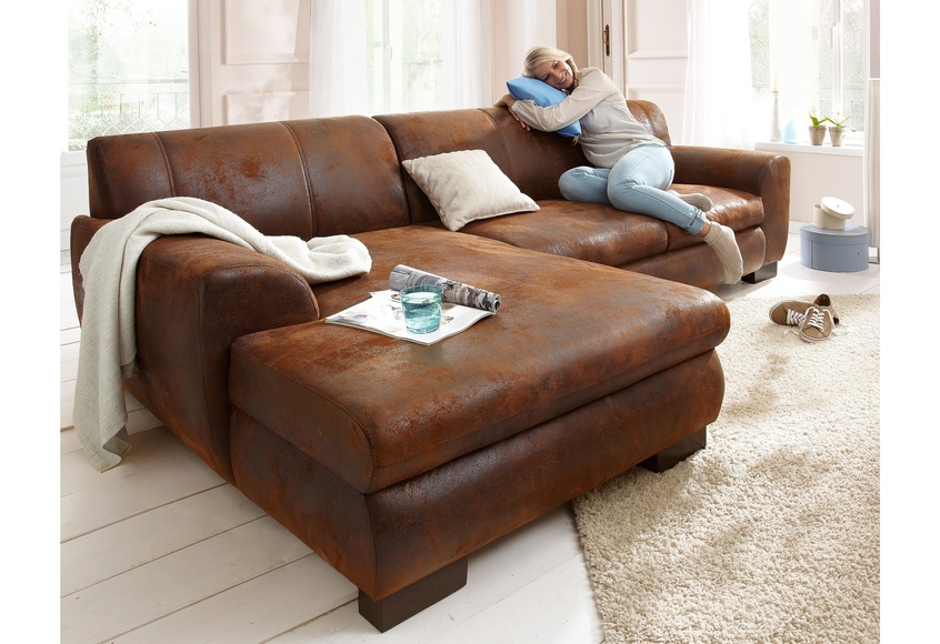 Home affaire Ecksofa »Nika«, MELROSE®, Microfaser oder Struktur, wahlweise mit Bettfunktion
