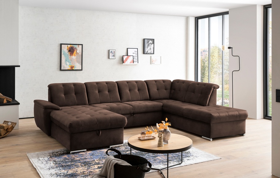exxpo - sofa fashion Wohnlandschaft, (4 St.), 6x Kopfteilverstellung, Wahlweise mit Bettfunktion und Bettkasten
