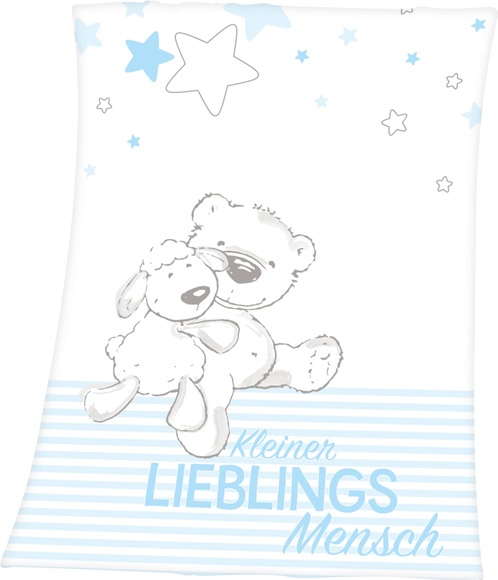 babybest® Microfaserflauschdecke Kleiner Lieblingsmensch blau