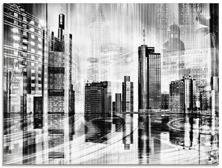Artland Glasbild »Frankfurt Skyline Collage 01«