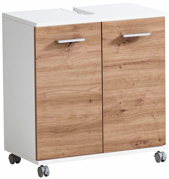 welltime Waschbeckenunterschrank »Palermo, Breite 59 cm«, Metallbeschläge, Siphonausschnitt