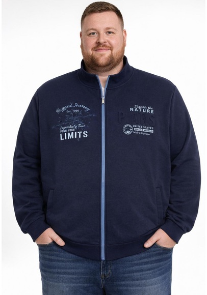 Mans World Plus Sweatjacke aus angerauter Sweatware, Regular Fit, Langarm-Design