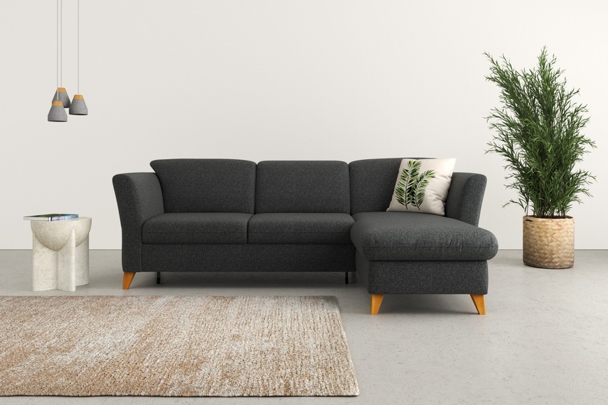 Home affaire Ecksofa »Trelleborg«, Federkern-Polsterung, wahlweise mit Bettfunktion und Bettkasten, Kopfstützen optional
