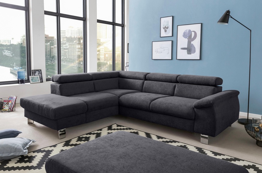 COTTA Ecksofa »Komaris«, inklusive Kopf- bzw. Rückenverstellung, wahlweise Bettfunktion, Bettkasten und RGB-LED-Beleuchtung