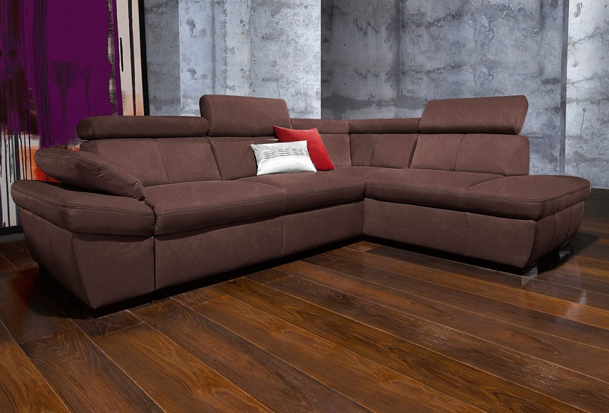 exxpo - sofa fashion Ecksofa, inklusive Kopfteil- und Armteilverstellung, wahlweise mit Bettfunktion und Bettkasten