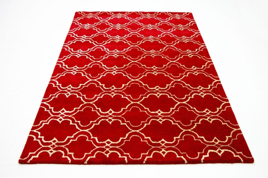 morgenland Wollteppich »Designer Teppich handgetuftet rot«, rechteckig, 18 mm Höhe