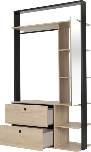 Regal DUPLEX Kastanie, Schwarz 5 Fächer Böden