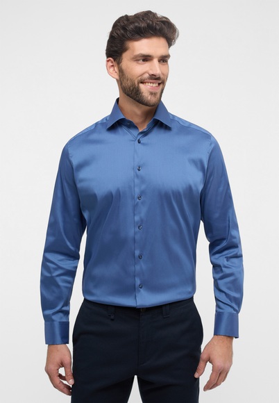 ETERNA LANGARM HEMD MODERN FIT PERFORMANCE SHIRT STRETCH RAUCHBLAU