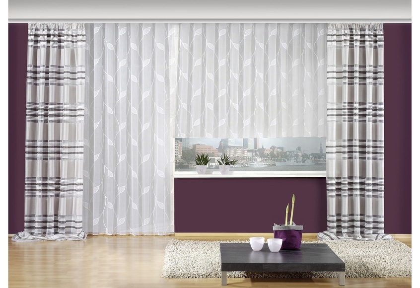 VHG Gardine »Beatrix«, (1 St.), Jacquard, Polyester, pflegeleicht