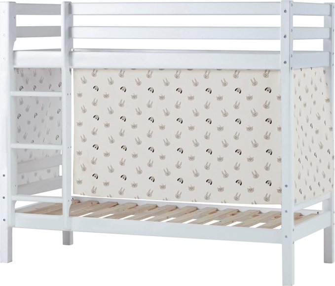 Hoppekids Etagenbett, Liegefläche 70x160 cm, Kiefer weiss lackiert,mit Textilset und wahlweise mit Matratze