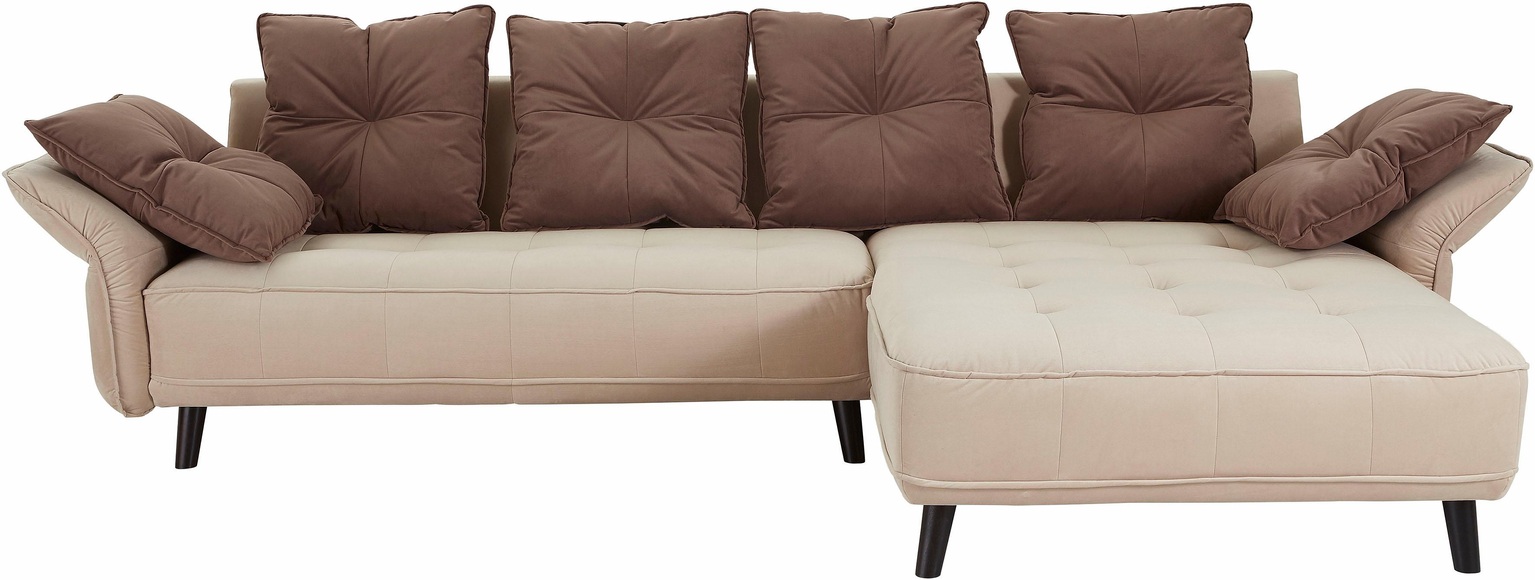 INOSIGN Ecksofa »Charming«, mit farblich abgesetzten Rückenkissen
