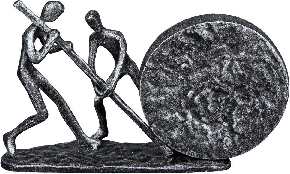 Casablanca by Gilde Dekofigur »Design Skulptur Heavy Rock, silberfarben«, (1 St.), Dekoobjekt, aus Metall, Höhe 12,5 cm, antikfinish, Wohnzimmer