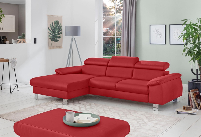 COTTA Ecksofa »Komaris«, mit Kopf- bzw. Rückenverstellung, wahlweise mit Bettfunktion, Bettkasten und RGB-LED-Beleuchtung