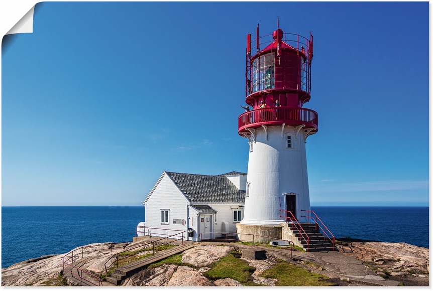 Artland Wandbild »Der Leuchtturm Lindesnes Fyr in Norwegen«, Gebäude, (1 St.), in vielen Grössen & Produktarten - Alubild / Outdoorbild für den Aussenbereich, Leinwandbild, Poster, Wandaufkleber / Wandtattoo auch für Badezimmer geeignet