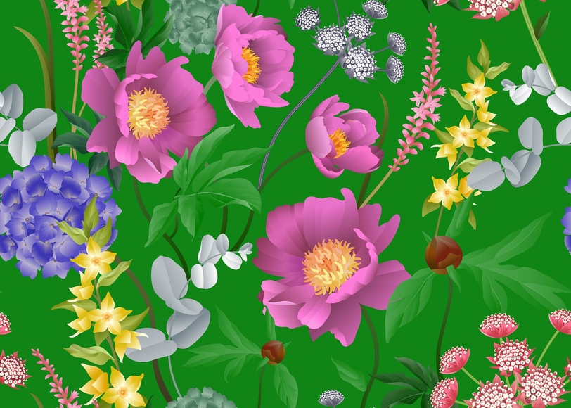 Papermoon Fototapete »BLUMEN ABSTRAKT-MUSTER DESIGN ROSEN BLUMEN DECOR RETRO«, Vliestapete, hochwertiger Digitaldruck, inklusive Kleister