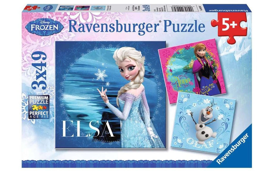 RAVENSBURGER Puzzle 3x49 Teile Disney Frozen Elsa-Anna und Olaf