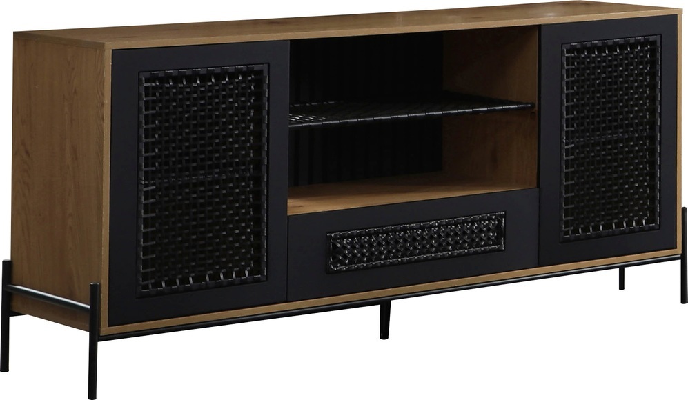 Sideboard Holzfurnier 164x43x76 schwarz