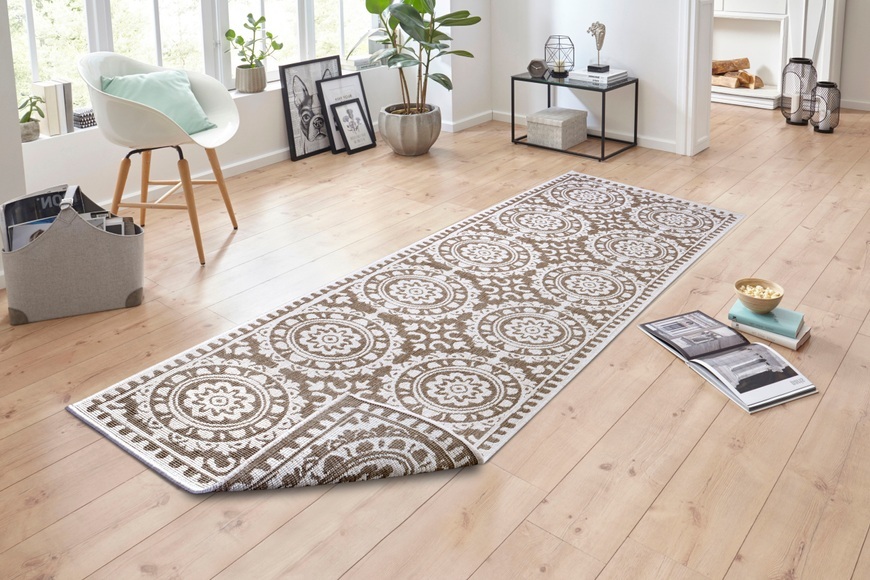NORTHRUGS Läufer »Jardin«, rechteckig, 5 mm Höhe, In-und Outdoor geeignet, Wohnzimmer, Balkon, Terrasse, Garten, Robust, Pflegeleicht, Flachgewebe, Wendbar