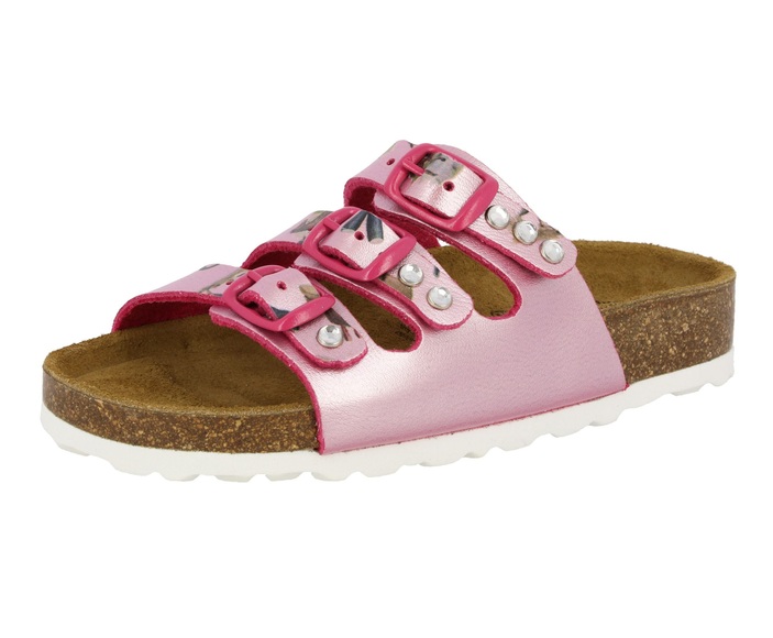 Lico Pantoletten HORSE mit Strasssteinen in metallic rosa in Gr. 31