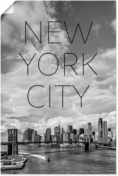 Artland Wandbild »NYC Brooklyn Bridge & Lower Manhattan«, New York, (1 St.), in vielen Grössen & Produktarten - Alubild / Outdoorbild für den Aussenbereich, Leinwandbild, Poster, Wandaufkleber / Wandtattoo auch für Badezimmer geeignet