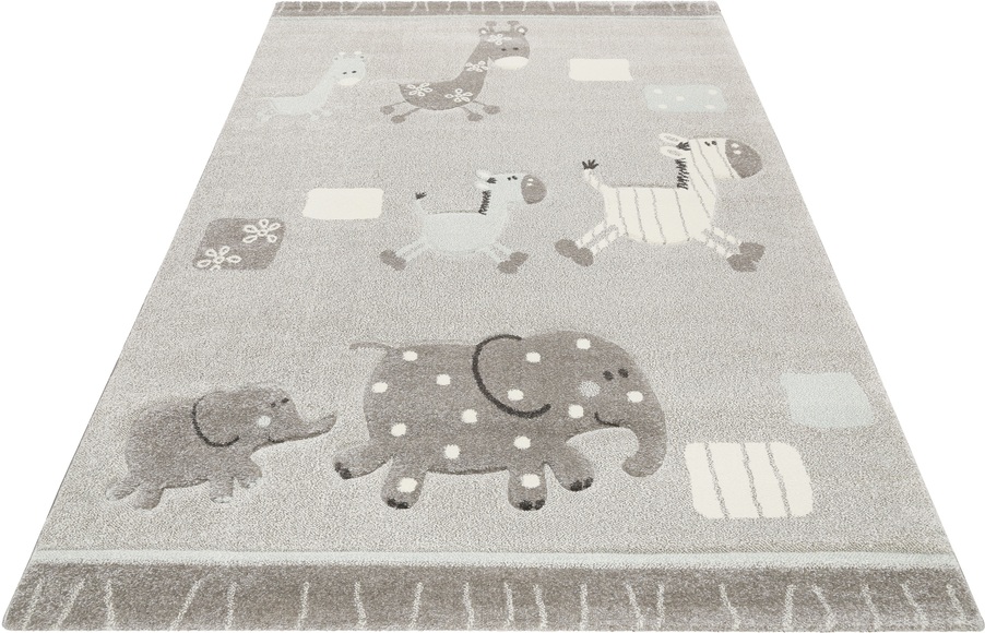 Esprit Kinderteppich »Kids Lucky Zoo 2.0«, rechteckig, 13 mm Höhe, Kinder Zoo Motiv Teppich