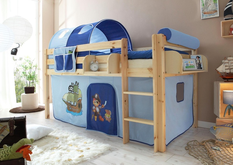 Ticaa Hochbett »Malte« mit Rolllattenrost und Textil-Set