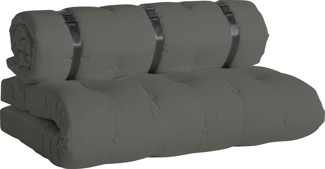 Karup Design BUCKLE UP OUT™ Sofa Dunkelgrau mit 2 Matratzen und schwarzem Gürtel