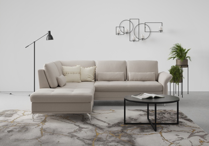 INOSIGN Ecksofa »Palm Beach«, Federkern, mit Sitztiefenverstellung, wahlweise mit Bettfunktion, Bettkasten und Armteilverstellung
