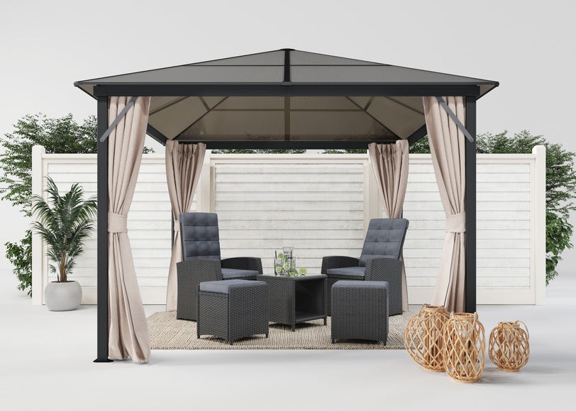 KONIFERA Pavillon »Aruba 2.0«, BxT: 300x300 cm, 6 mm Polycarbonat-Dachplatten, Aluminium