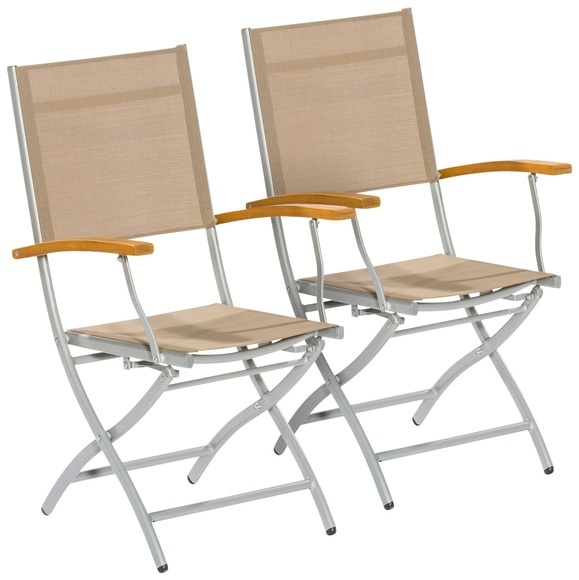 MERXX Gartensessel »Naxos«, (2er Set), Eukalyptusholz/Textil, klappbar, grau