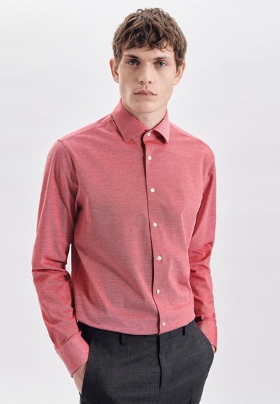 Business Hemd Regular Fit Langarm Uni Herren Rot Bunt 38