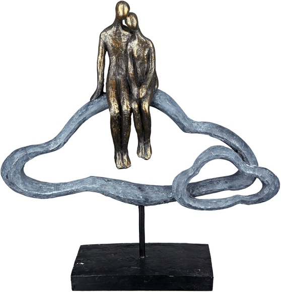 Casablanca by Gilde Dekofigur »Skulptur Lovecloud, bronzefarben/grau«, (1 St.), Dekoobjekt, Höhe 32 cm, Pärchen auf Wolke, auf schwarzer Basis, Wohnzimmer