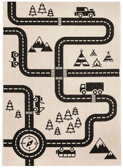 Primaflor-Ideen in Textil Kinderteppich »LINIA - Streets«, rechteckig, 3 mm Höhe, Flachgewebe, Strassen-Spiel-Teppich, In- und Outdoor geeignet, Kinderzimmer