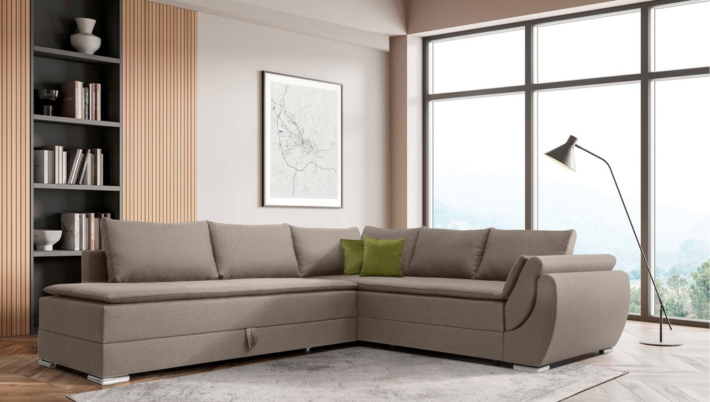 INOSIGN Ecksofa »Göteborg«, mit Boxspring-Bettfunktion und Bettkasten, Dauerschlaffunktion inkl. Topper