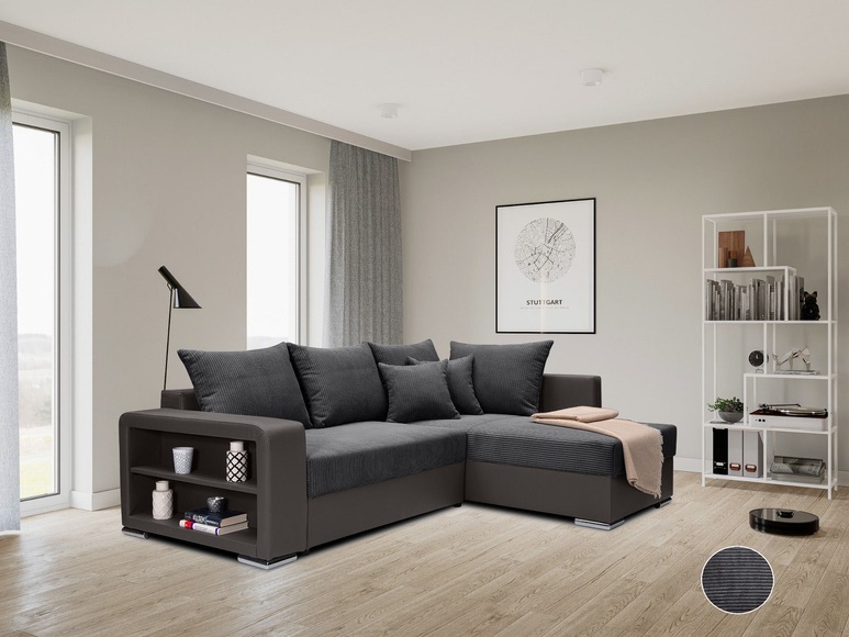 COLLECTION AB Ecksofa »John L-Form«, Regalarmlehne,Bettfunktion,Bettkasten,Ottomane beiseitig montierbar