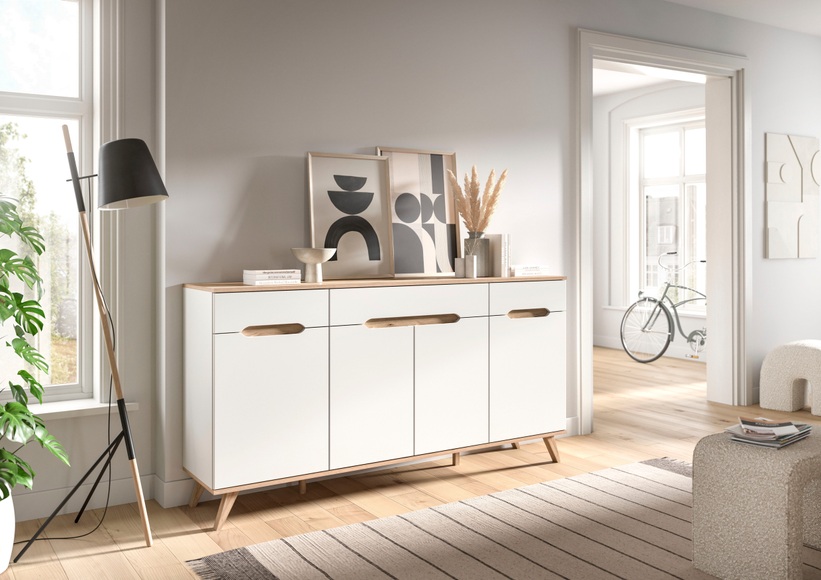 Home affaire Sideboard »Alesund«, 6 Fächer, konischer Fuss, Kommode, Anrichte, Schrank