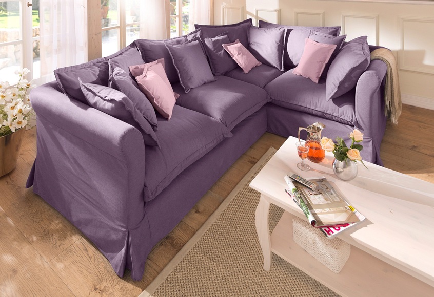 Home affaire Ecksofa »Luise«, mit vielen losen Kissen und abnehmbarer Husse