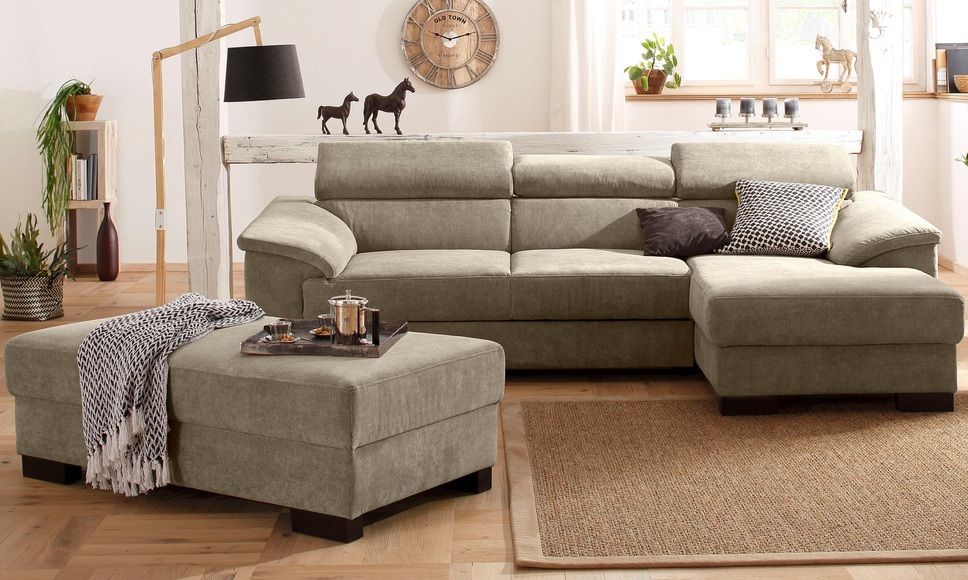 Home affaire Ecksofa »Mika«, mit verstellbaren Kopfstützen, wahlweise mit Bettfunktion