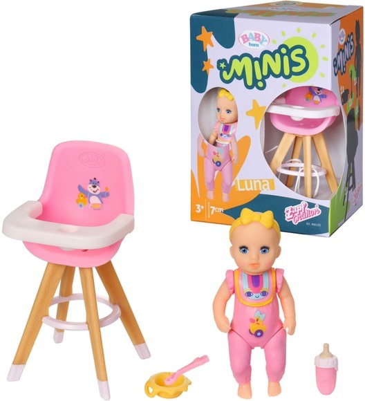 Baby Born Puppenhochstuhl »Baby born® Minis Hochstuhl«, inklusive Baby born® Mini Puppe
