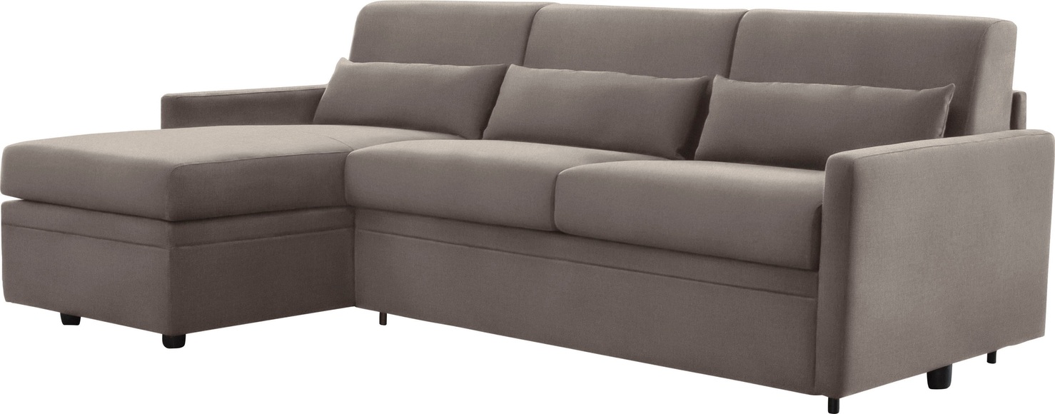 INOSIGN Ecksofa »Avellino«, mit Bettfunktion, inkl. Matratze und klappbaren Metallgestell, Liegefläche 140/208 cm
