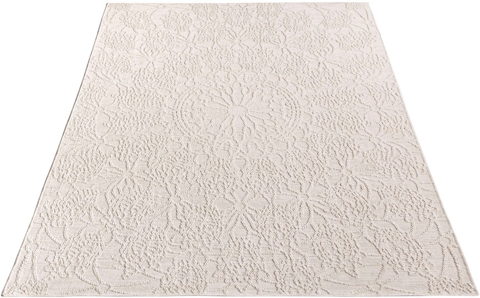 Paco Home Teppich »Rimini 411«, rechteckig, Flachgewebe, Uni Farben, Hoch-Tief Effekt, In- und Outdoor geeignet