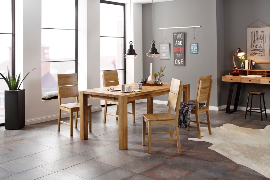 Home affaire Essgruppe »Nils 7«, (Set, 5 tlg., Tisch 180/90 cm, 4 Stühle, Holzsitz), aus Massivholz