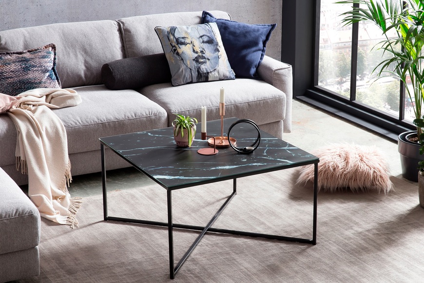 Couchtisch Marmor schwarz 80x80