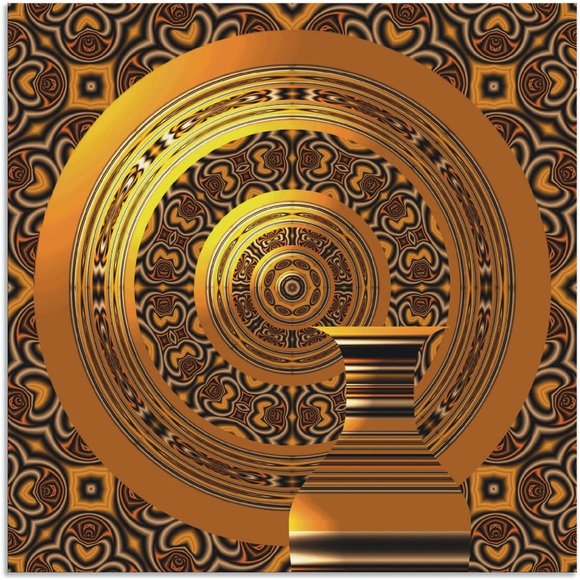 Artland Wandbild »Goldgelber Teller mit Karaffe«, Muster, (1 St.), in vielen Grössen & Produktarten - Alubild / Outdoorbild für den Aussenbereich, Leinwandbild, Poster, Wandaufkleber / Wandtattoo auch für Badezimmer geeignet