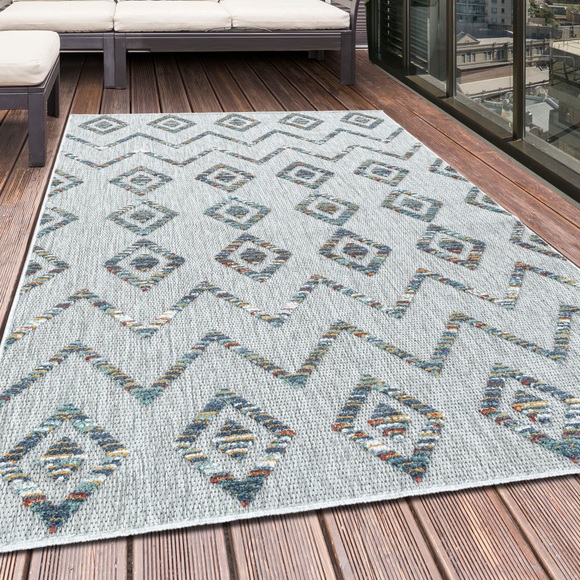 Ayyildiz Teppiche Teppich, rechteckig, 8 mm Höhe, Flachflor mit Hoch-Tief-Struktur, In-und Outdoor geeignet