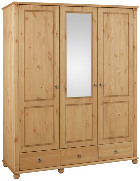 Home affaire Kleiderschrank »Tessin«, Breite 152 cm, Kiefer massiv, inkl. Spiegel