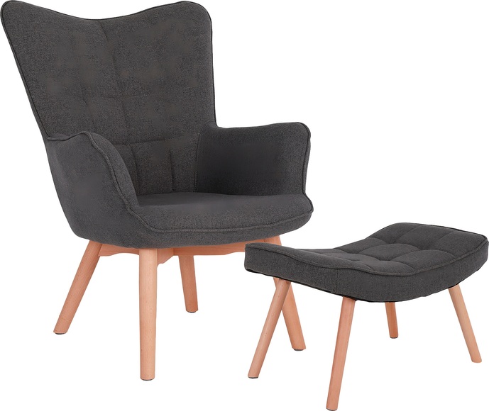 byLIVING Sitzgruppe »Adam«, (Set, 2 tlg., Sessel mit Hocker), mit Knopfsteppung, wahlweise mit Hocker