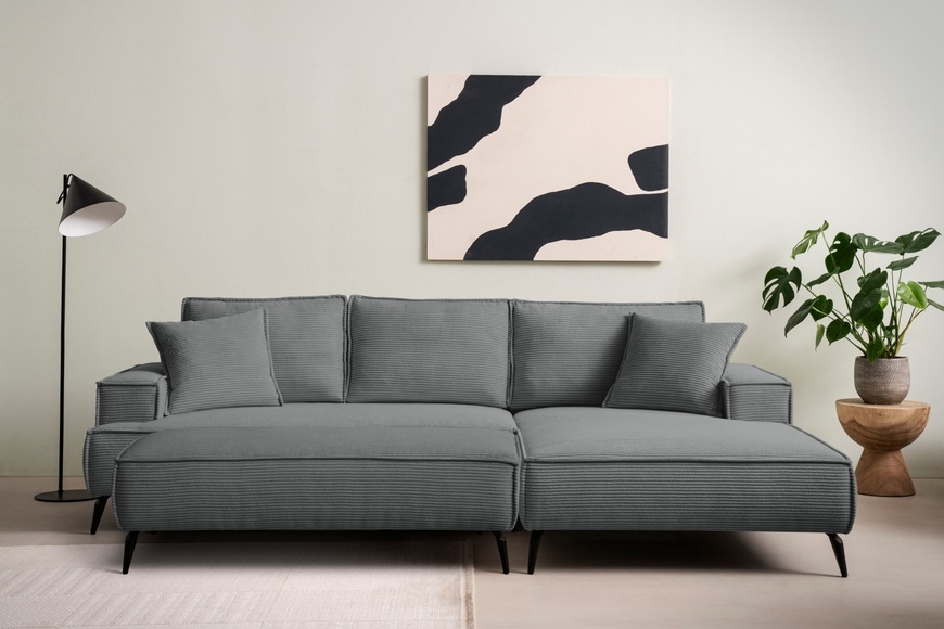 andas Sitzgruppe »TVINNU, Polsterecke mit Hocker, L-Form, Sofa in Cord«, (Set, 2 tlg.), mit aufwendiger Kedernaht, schwarze Füsse