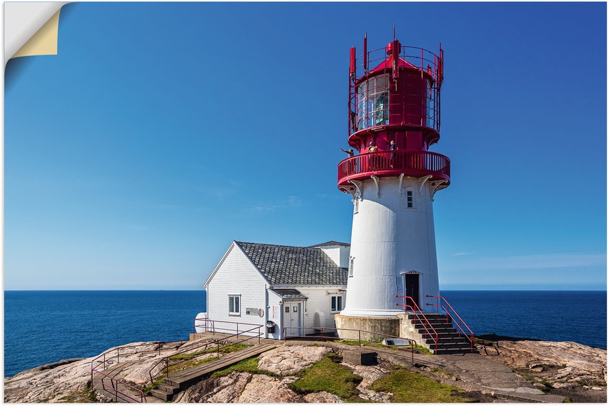 Artland Wandbild »Der Leuchtturm Lindesnes Fyr in Norwegen«, Gebäude, (1 St.), in vielen Grössen & Produktarten - Alubild / Outdoorbild für den Aussenbereich, Leinwandbild, Poster, Wandaufkleber / Wandtattoo auch für Badezimmer geeignet